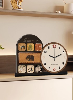 古典艺术桌面时钟摆台式座钟玄关客厅创意高级感装饰品台钟小摆件