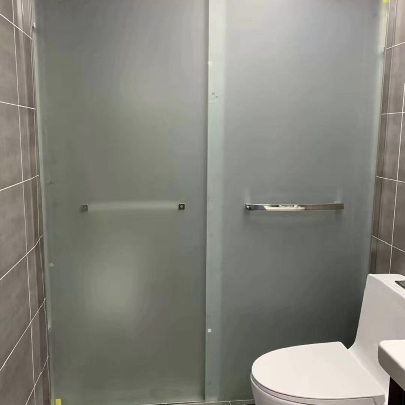 定制北京不锈钢一字淋浴房推拉门干湿分离浴室隔断沐浴屏风玻璃门
