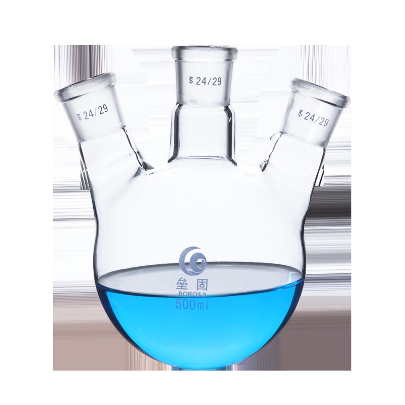 垒固高硼硅玻璃斜三口烧瓶 圆底少 标口三颈烧瓶反应器 0 0 1000