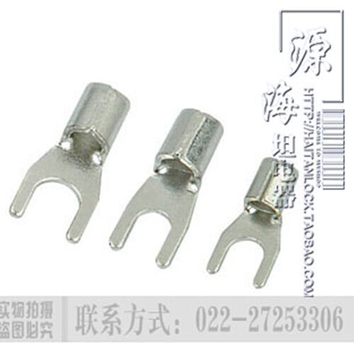 UT6-4 冷压接线端子 铜叉口接线端头线耳  黄铜线鼻子线耳