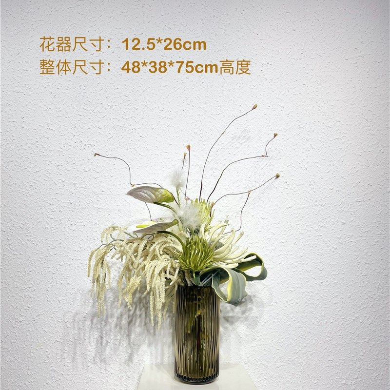 迦南现代欧式样板金售楼处茶几餐桌装饰品摆件仿真花艺套装