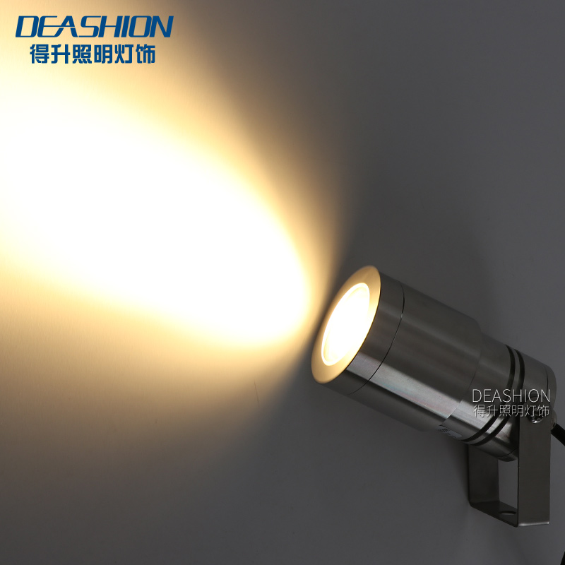 下沉led防眩5W明装水底灯不锈钢地埋水下鱼池IP8防水景观投射灯