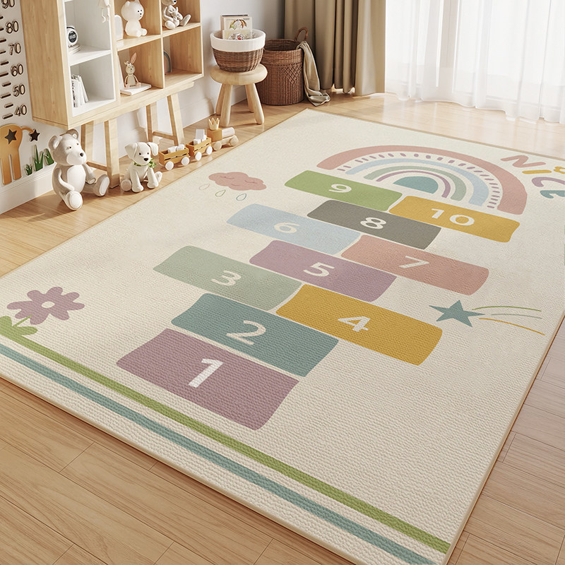 儿童房地毯卧室跳房子家用防滑地垫卡通爬行书房阅读区垫子床边毯