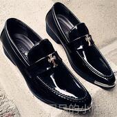 男休色闲鞋 韩商版 英鞋 高档春秋新款 伦发型师增高时尚 潮流尖头务黑