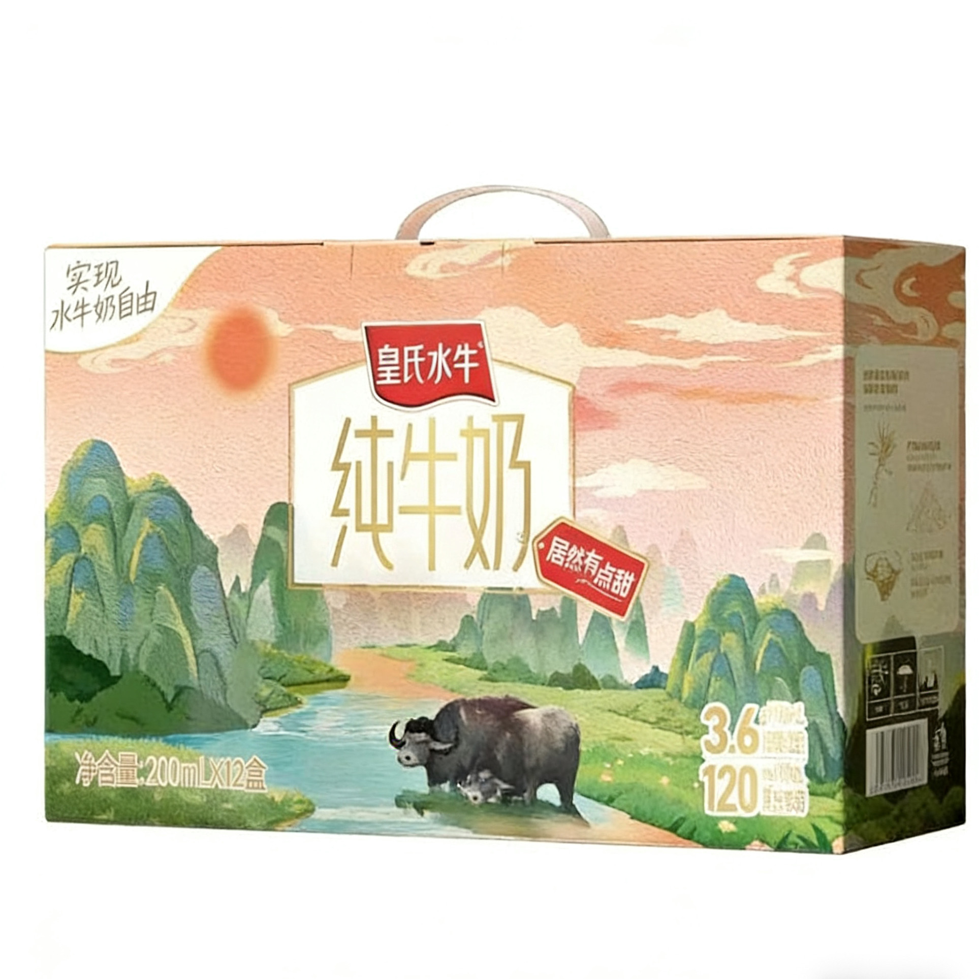 皇氏水牛纯牛奶200ml整箱12盒礼盒装儿童学生老人营养早餐奶