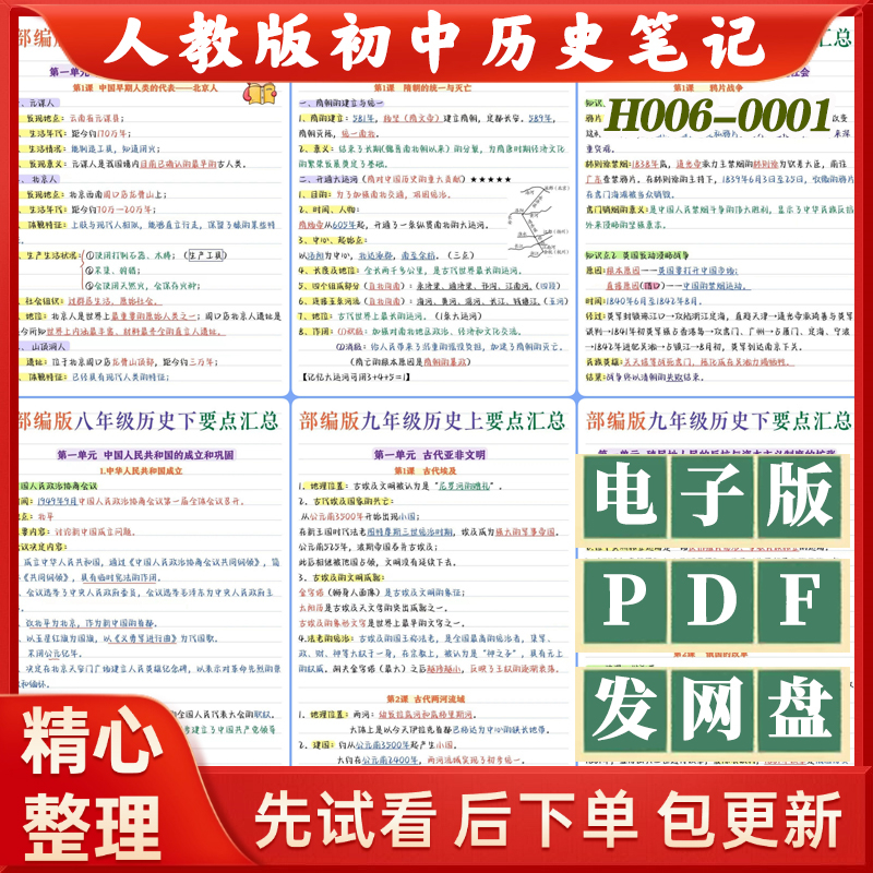 人教版初中七八九年级上下册电子版PDF复习知识点要点核心高频考