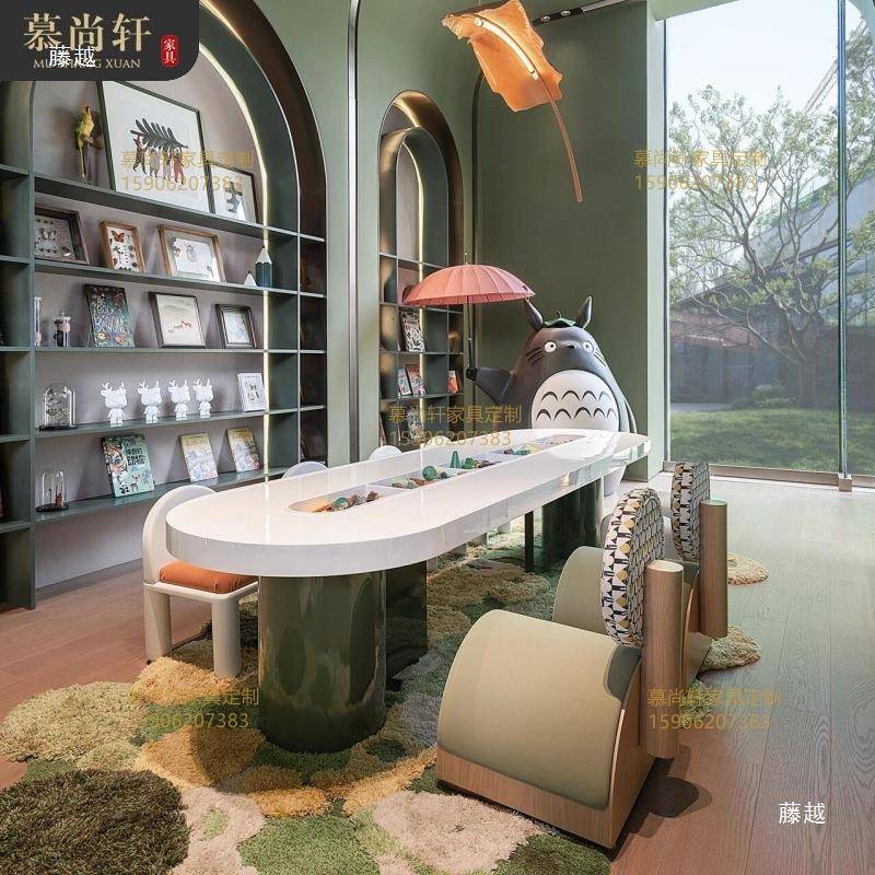 售楼无品牌/处部创儿童桌椅画组合教娱乐区早意小凳子绘手工桌椅图片