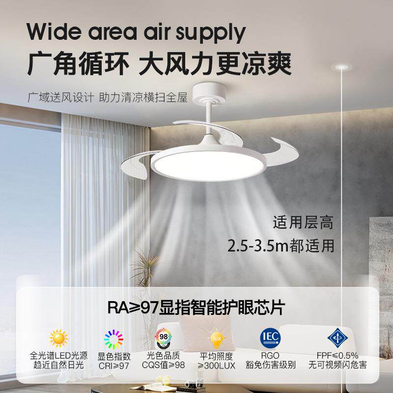 中无品牌/隐风扇灯2025新款吊扇灯厅餐厅客吊灯形卧室带电风扇超