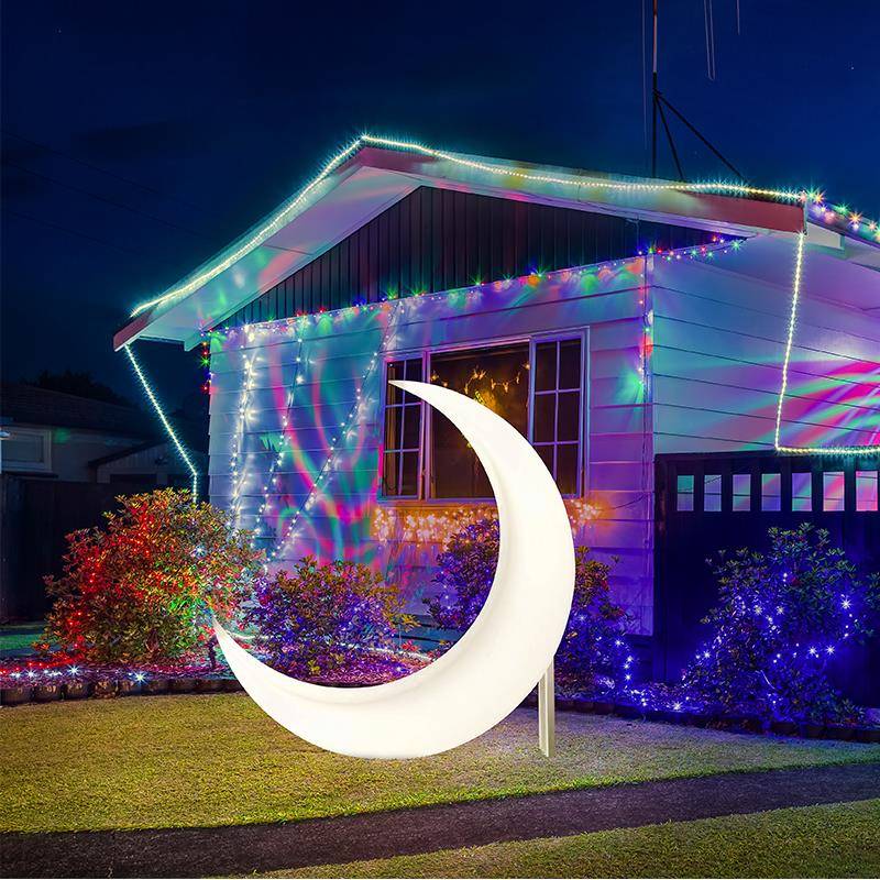 发光月亮灯民宿店婚庆装落e酒地灯月牙灯道具秋千饰灯D-Moon-0ld