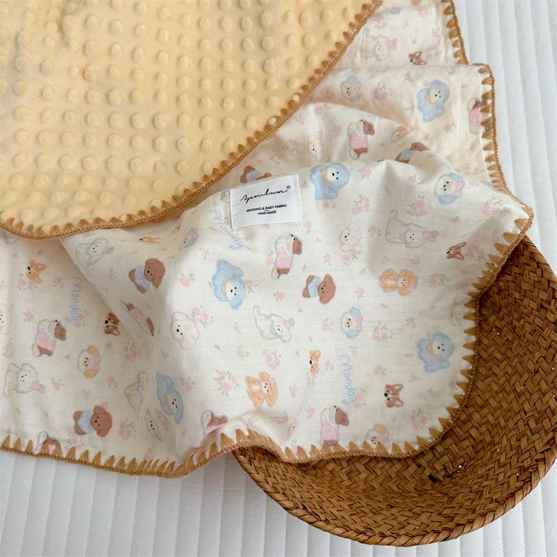 儿纱布豆豆毯新生儿婴小毯子韩系安办61641公抚室午休毯秋冬幼儿