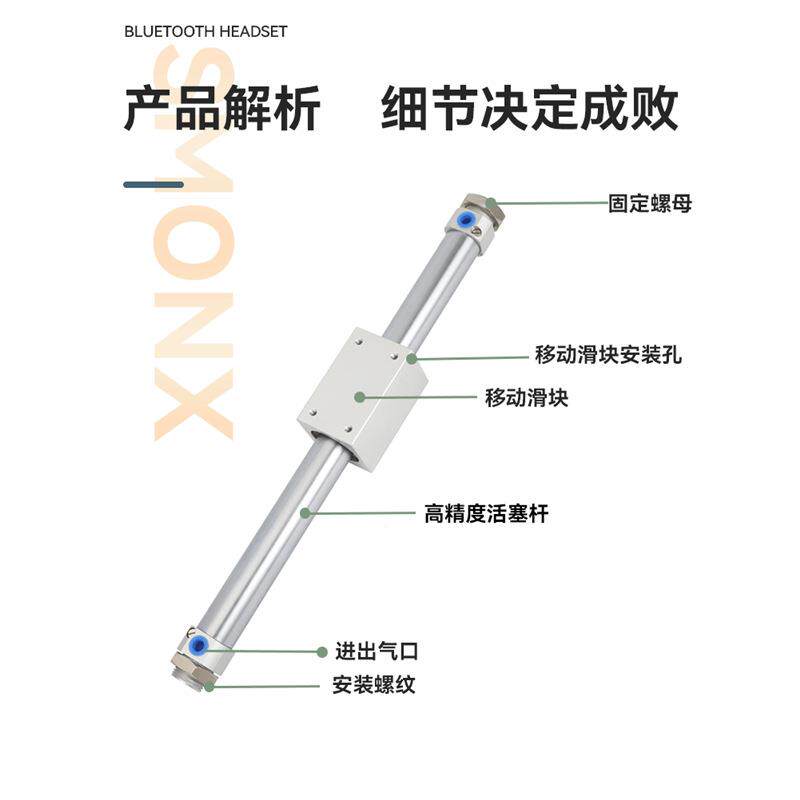 亚德客S缸型RM磁RMS10*10式无杆气长行程10/16/20/25/32/偶40-200