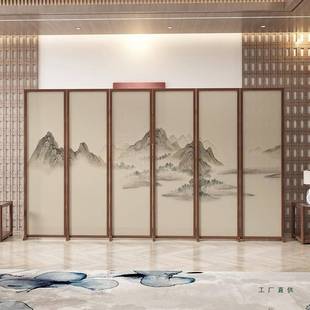 985中式实木移动折屏叠风隔断新办公室门酒店会客厅群山环口抱山