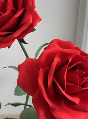 巨窗玫瑰花泡沫饰纸型艺花户外婚礼防水手工装橱道具商场WUX活动