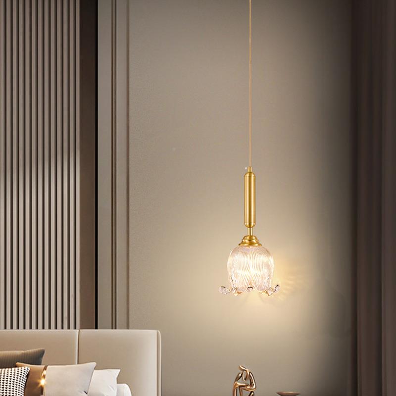 全铜水卧466床头小吊灯现代简约网红225新款长线复晶古0主卧灯室