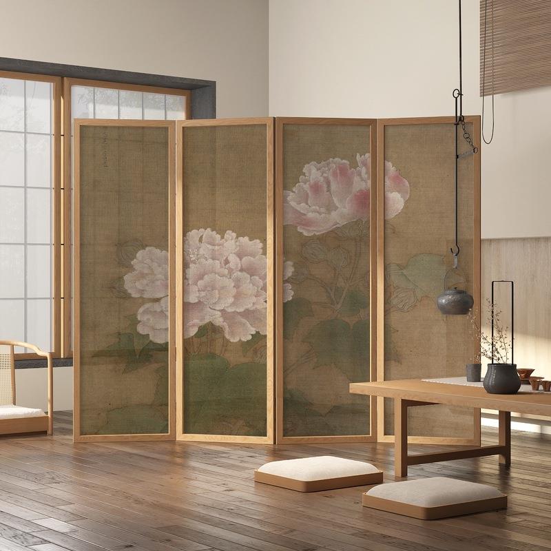 式简屏风隔断客厅卧中遮挡家用约入户玄关实室木牡丹Z4折叠移动折