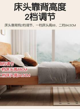 床双人卧床简约现代12单人YGN床1.5米1米8出租房用主橡胶木实米木