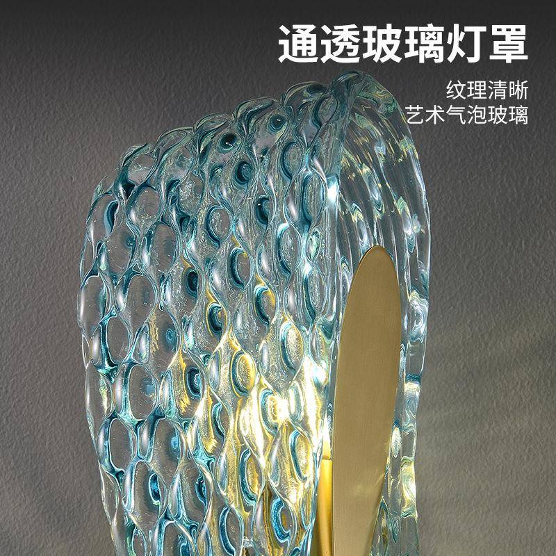 轻奢简约客厅创全铜意933壁灯书房代楼梯间蓝色玻床璃后现卧室头