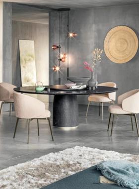 65622意式奢设计师餐椅棉麻西超纤现代简轻约家皮用靠背椅子酒皮