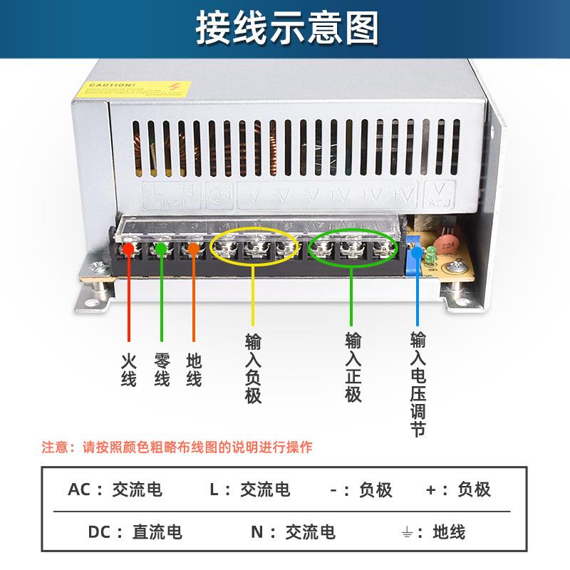 硕625峰12V5监0A开源关电率600W大功安防控电源工业LED直流稳压电