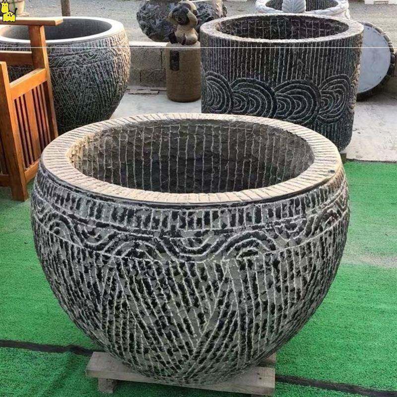 青石鱼盆缸盆石水庭院石花缸石缸头圆10043218缸纯手工石户外石