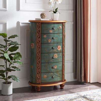 美LMI彩式实木斗柜绘五斗柜床头柜欧式斗卧室立柜电视柜边高柜厨