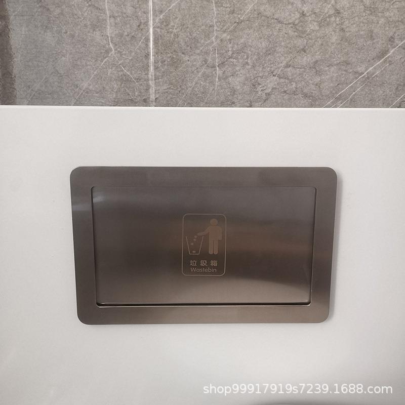 304锈钢侧开门盖内嵌式镶入式推柜门侧不口72954垃圾桶工开装一体