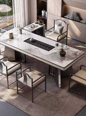 茶桌一体一整板茶台茶桌椅套组JMU轻奢感办合公室茶道桌泡岩茶台