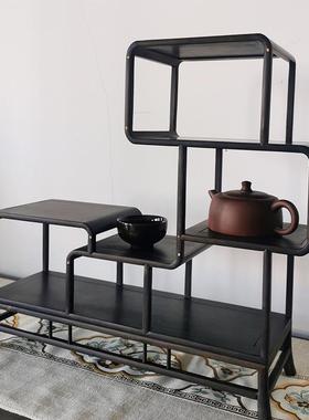 紫光檀木多宝实木阁雕36120刻摆件工艺品博古架小紫砂古展示壶架