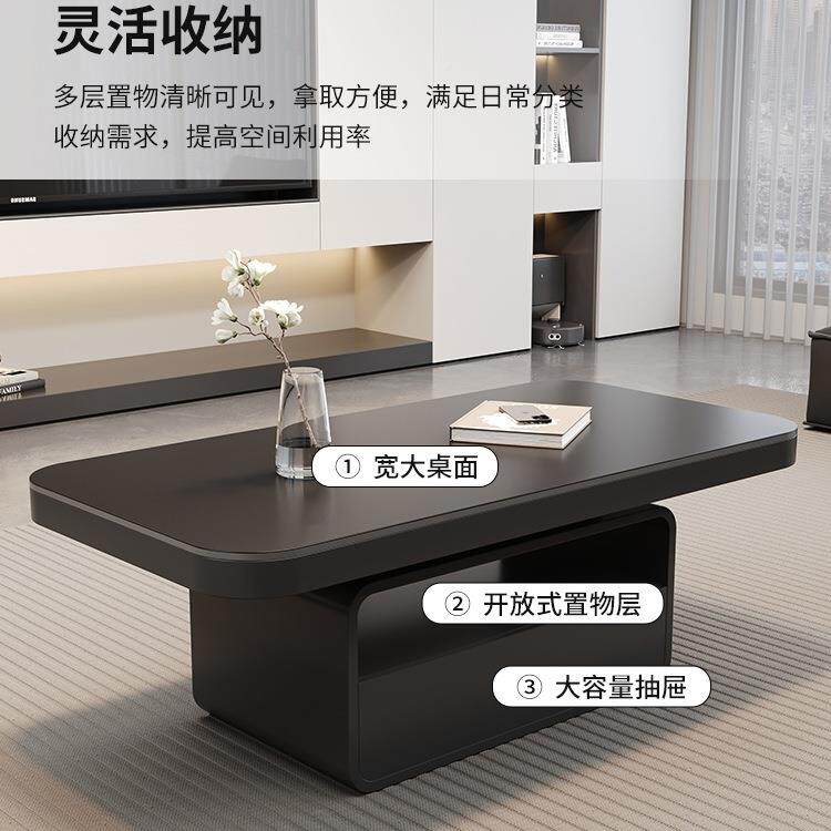 轻奢风方长几岩板茶几小户型客厅家用意形式极PAF简设计师感茶桌