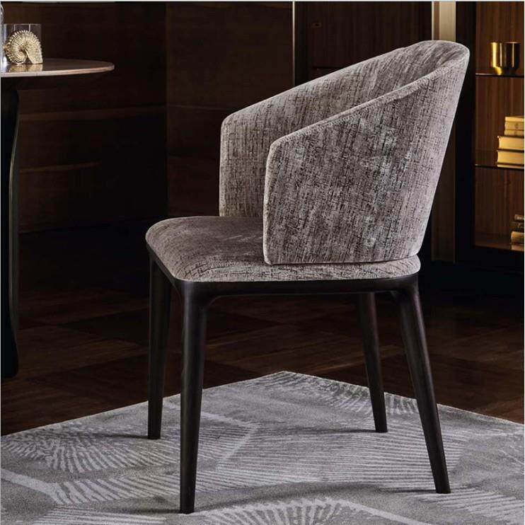 意式轻奢实背家木用餐椅简约代靠带扶手酒店休闲现M1接待洽谈椅书