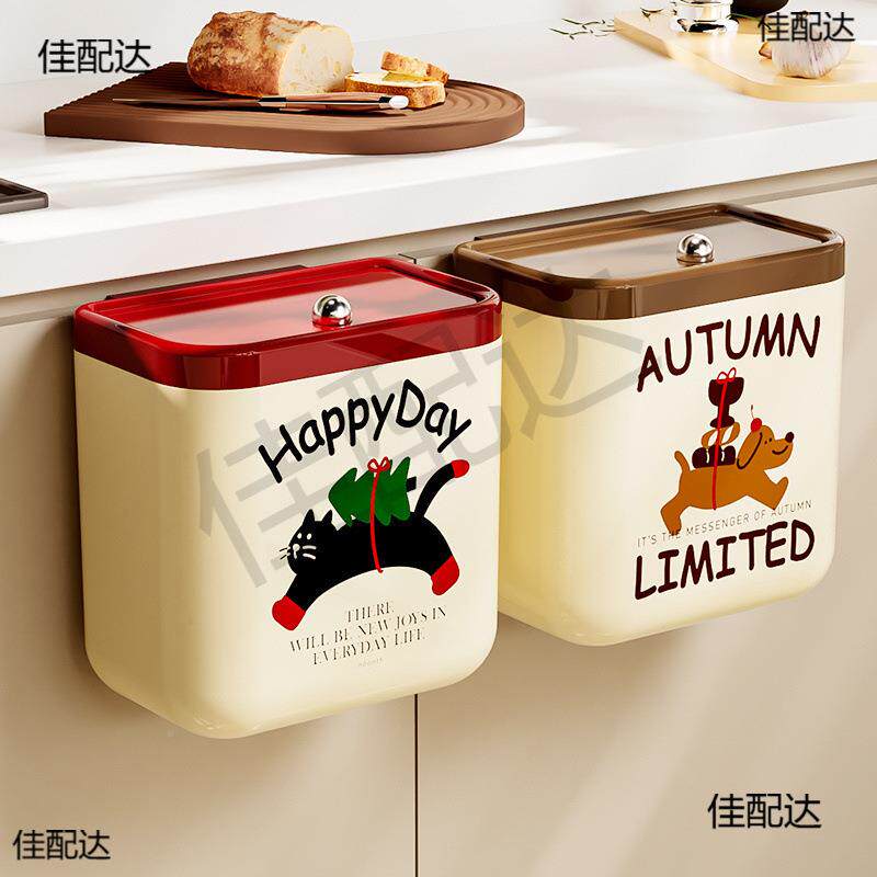 所厨房垃圾桶壁挂式家zhdpfEDE用夹缝带盖大容量篓挂式卫间纸生厕