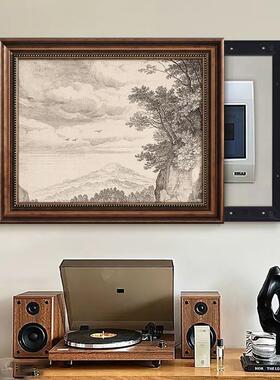 法式中古挂风平电表箱装饰画复古客厅电源画横版配电箱安盒94747