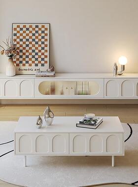 法式奶油风茶几电视柜2025新款高端小客户型QYR厅家用储物柜地收