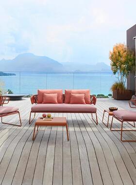 户闲外庭院墅几藤编休座椅室外铝合金61072园林景观花园沙别发茶