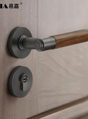 美式ZQV胡木卧室门锁室内磁桃吸静音门锁门家分用复古房间体门把
