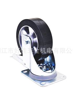 产品150X50mm好音欧150X50佳牌洲款静铝芯黑色弹橡胶双刹脚力轮