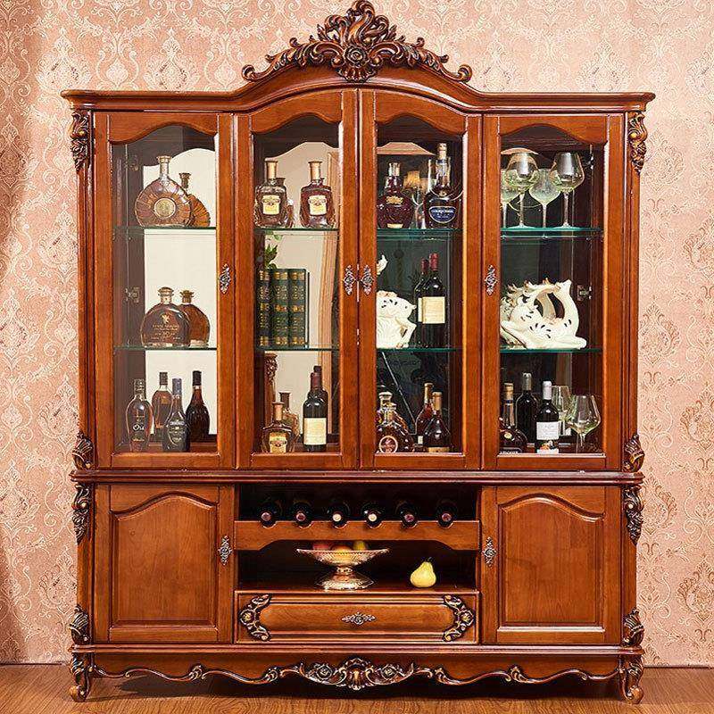 尊贵欧式木酒柜客厅厅玻璃边实柜橡木雕柜9336花柜餐装饰柜隔断新,住宅家具,酒柜,淘宝优惠券,粉丝福利购,淘宝优惠卷