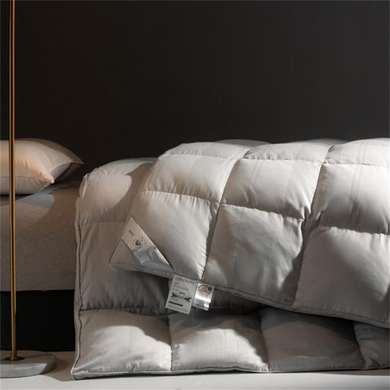 ZZV棉120支大朵59羽绒双层立体小绒仓鹅绒被被0压白全鹅绒被子