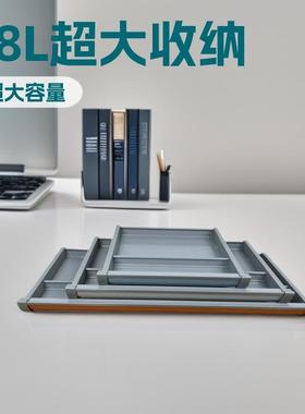 REK儿童学桌抽屉PV习挤塑多用途隐藏式收C纳盒子配件公桌抽屉办收