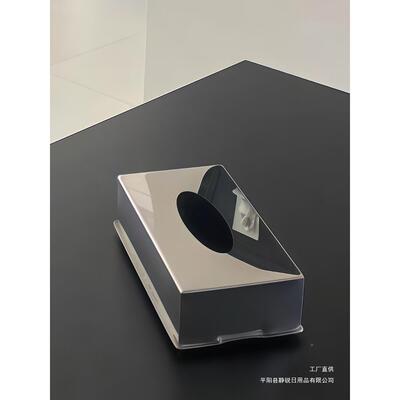 美式轻奢用纸盒不钢抽纸家盒客厅茶几锈抽纸盒摆巾件纸巾收824纳