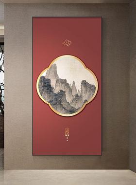 新中入户过18336玄关装饰画大气山水画水墨画式酒廊店走道壁画楼