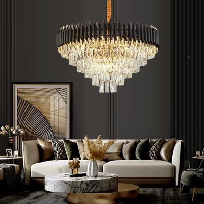 轻奢中古风轻奢客厅吊灯新中晶式简约居938水灯家装饰