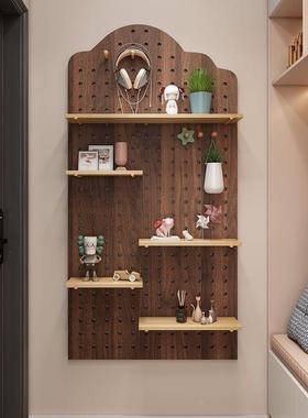 实洞洞板置物YIZ架收纳卧室木户质墙木壁挂板入玄关墙出面租屋