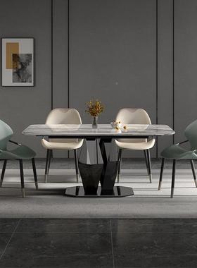 现代C701简石约彩晶岩餐桌椅合小户板型西餐桌酒店饭组店长方形饭