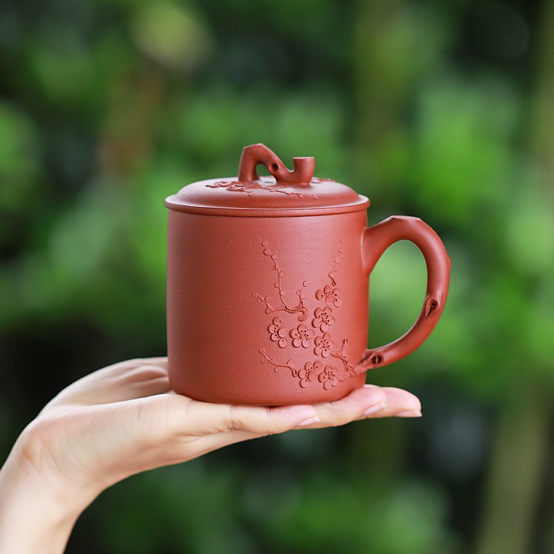 宜兴紫砂杯带杯盖杯子泡茶杯办公杯茶具名家纯手工杯原矿紫砂盖杯