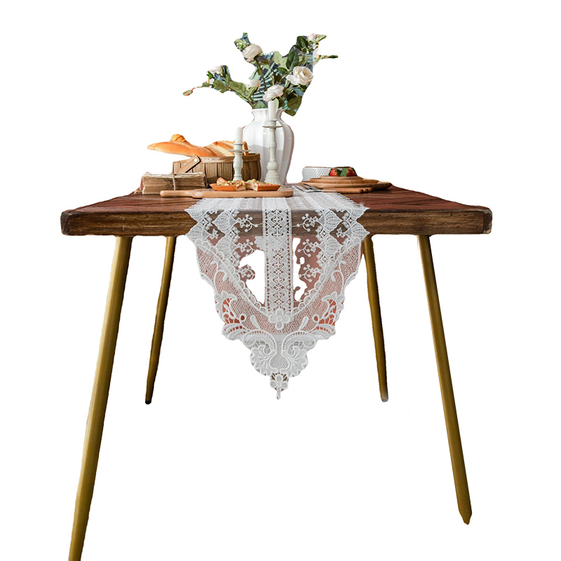 纽约公寓复古白色蕾丝桌布桌旗长条斗柜盖布野餐蛋糕摄影背景布