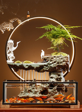 创意招财流水摆件喷泉鱼缸假山循环水办公室景观生财乔迁开业礼品