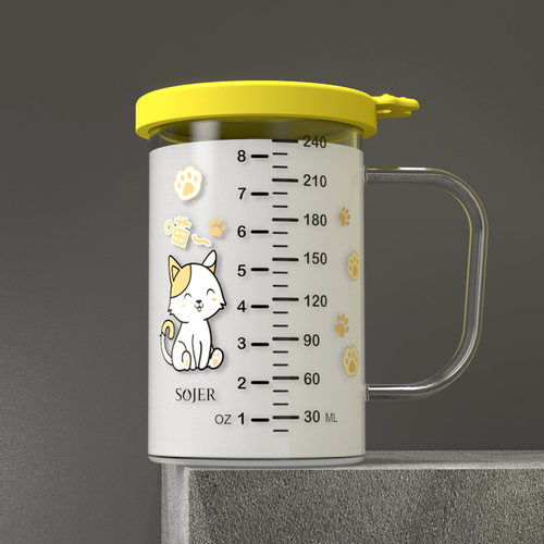 儿童小牛奶杯带刻度杯母乳冷藏小奶杯160ml240毫升幼儿密封玻璃杯