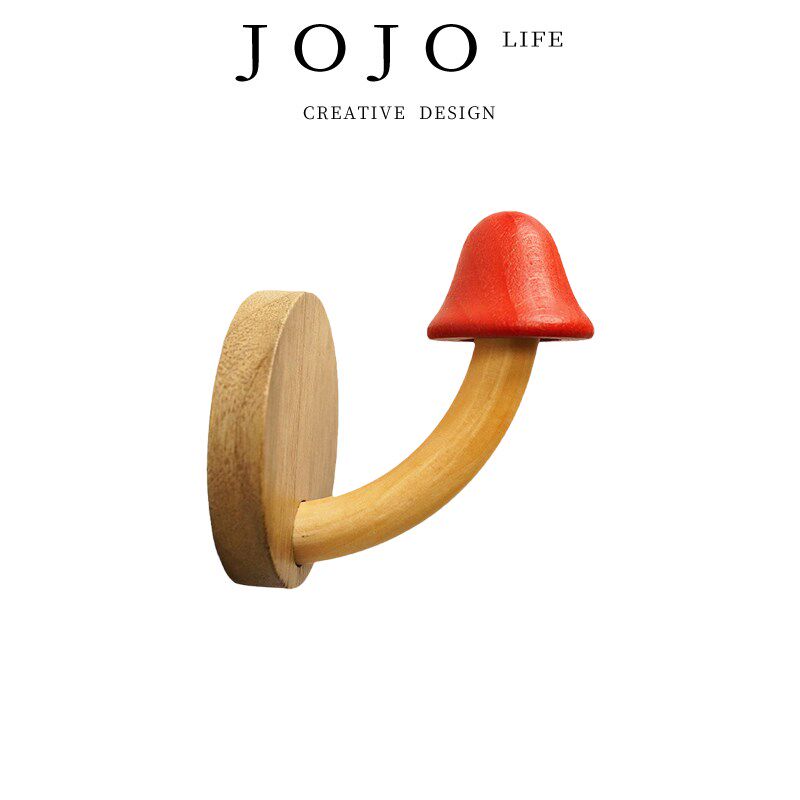 JOJOS L. PD.sided.创意木质蘑菇衣帽挂钩免打孔挂衣钩 片面
