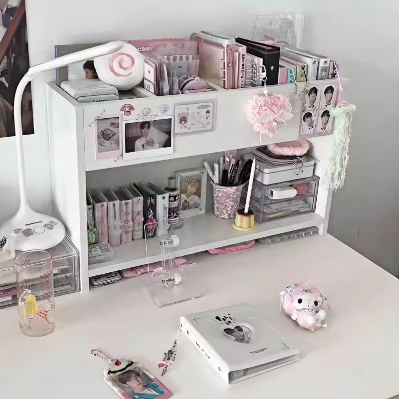 定制桌面柜子收纳柜书柜学生少女宿舍书房多层实木置物书架